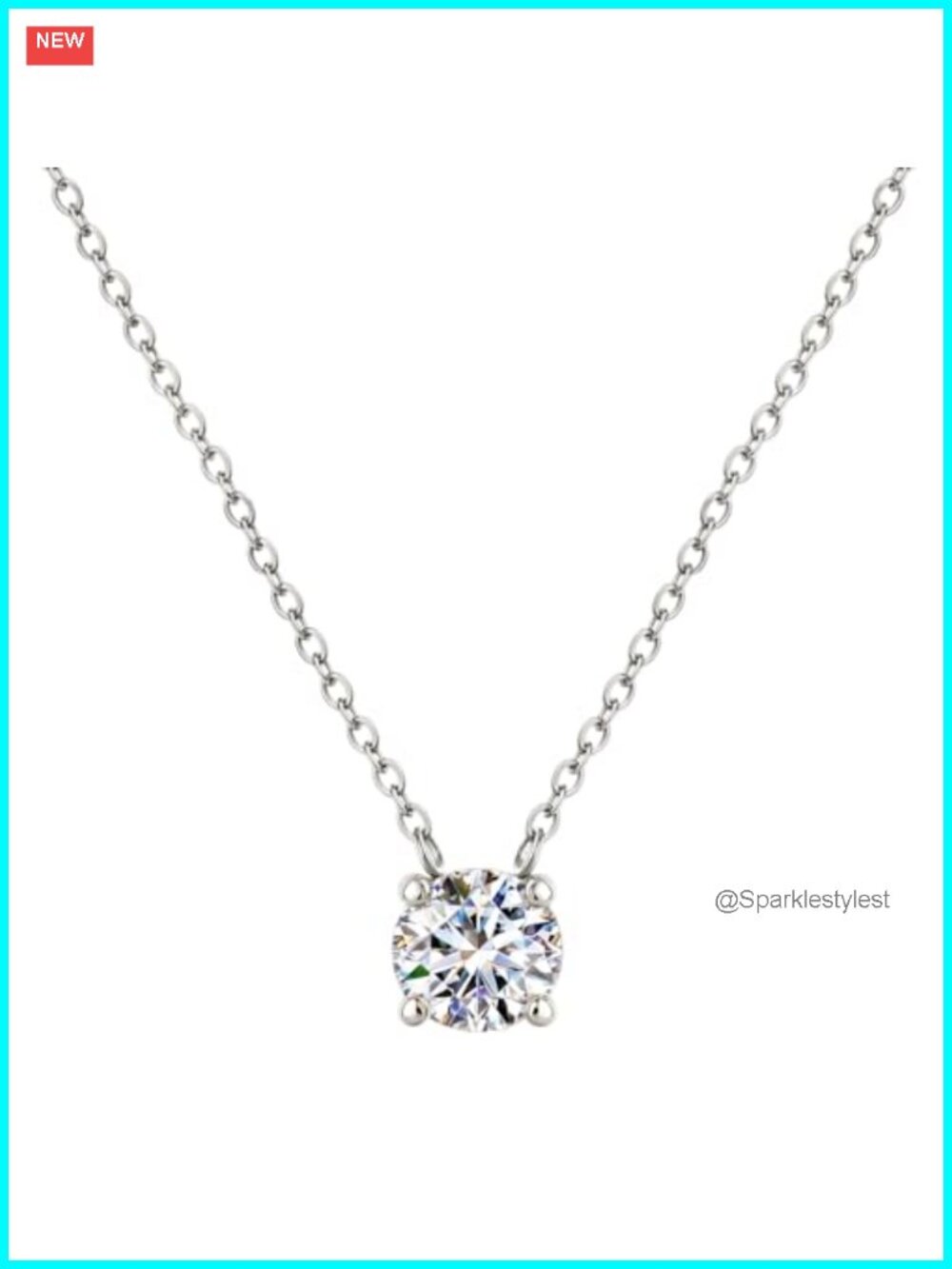 18K Gold Plated Pendant Necklace Cubic Zirconia Solitaire Dainty Adjustable